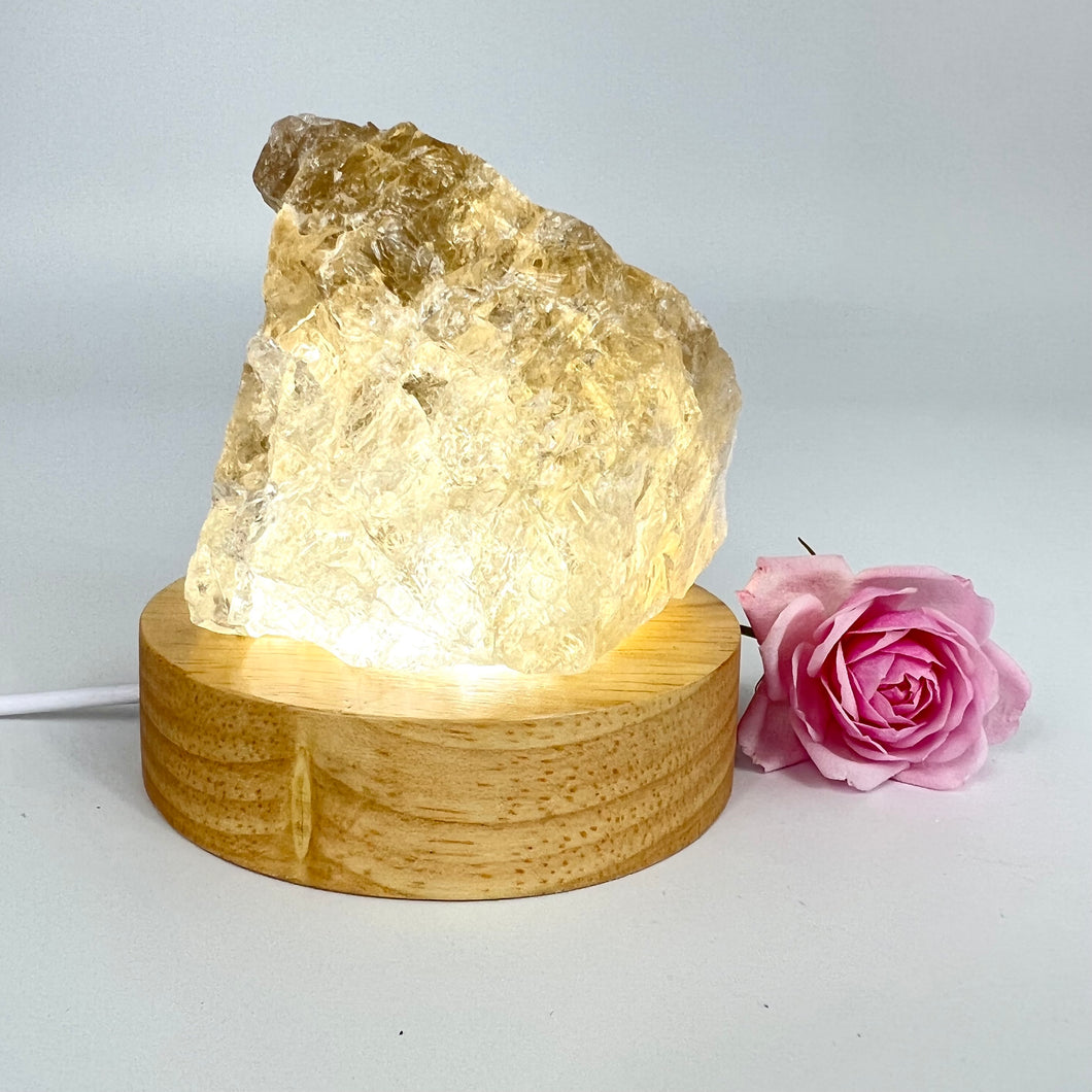 Crystal Lamps NZ: Raw smoky quartz crystal on LED lamp base