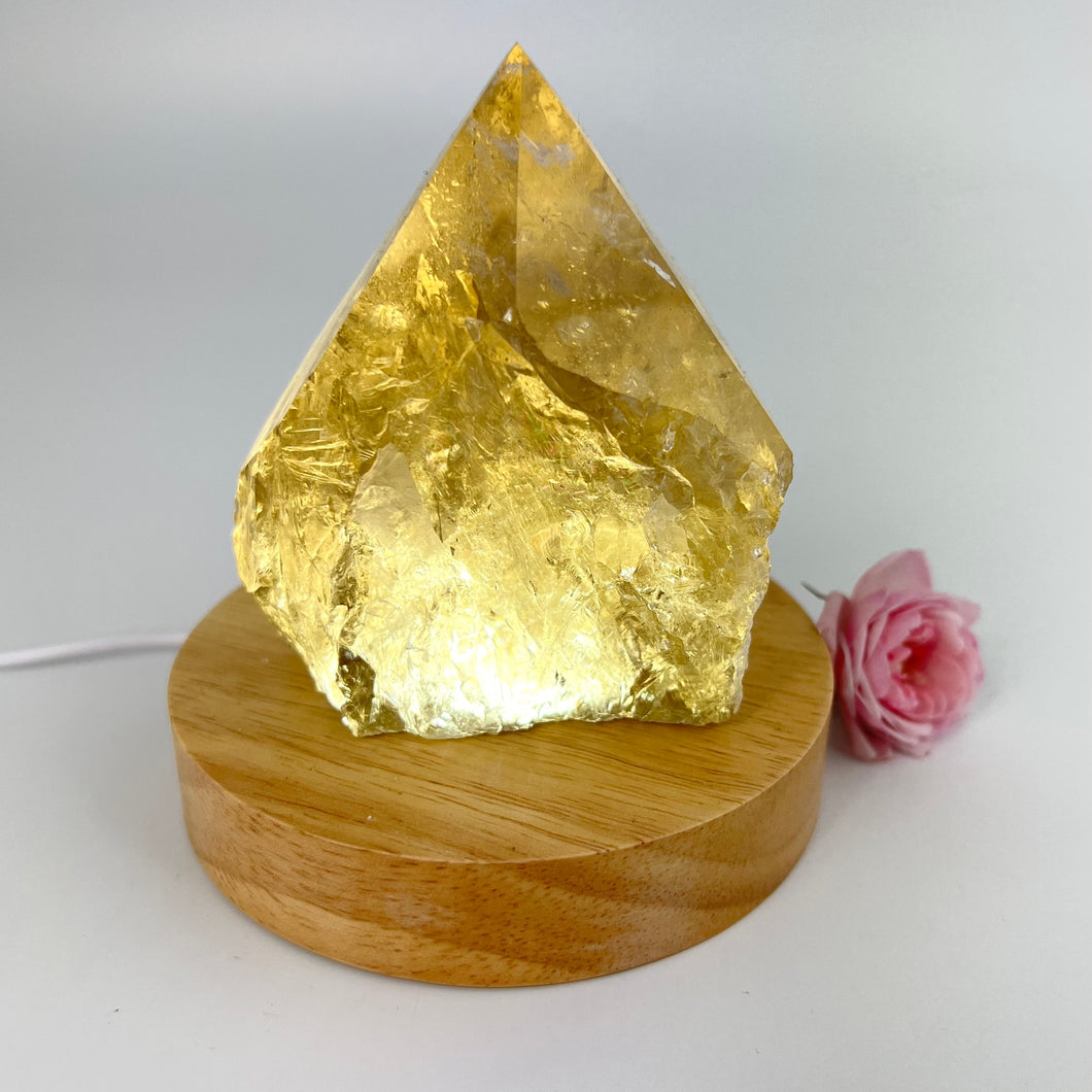 Crystals NZ: Smoky quartz crystal point on LED lamp base