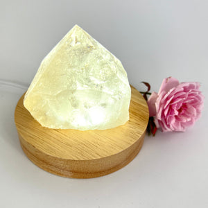 Crystal Lamps NZ: Smoky quartz crystal point on LED lamp base