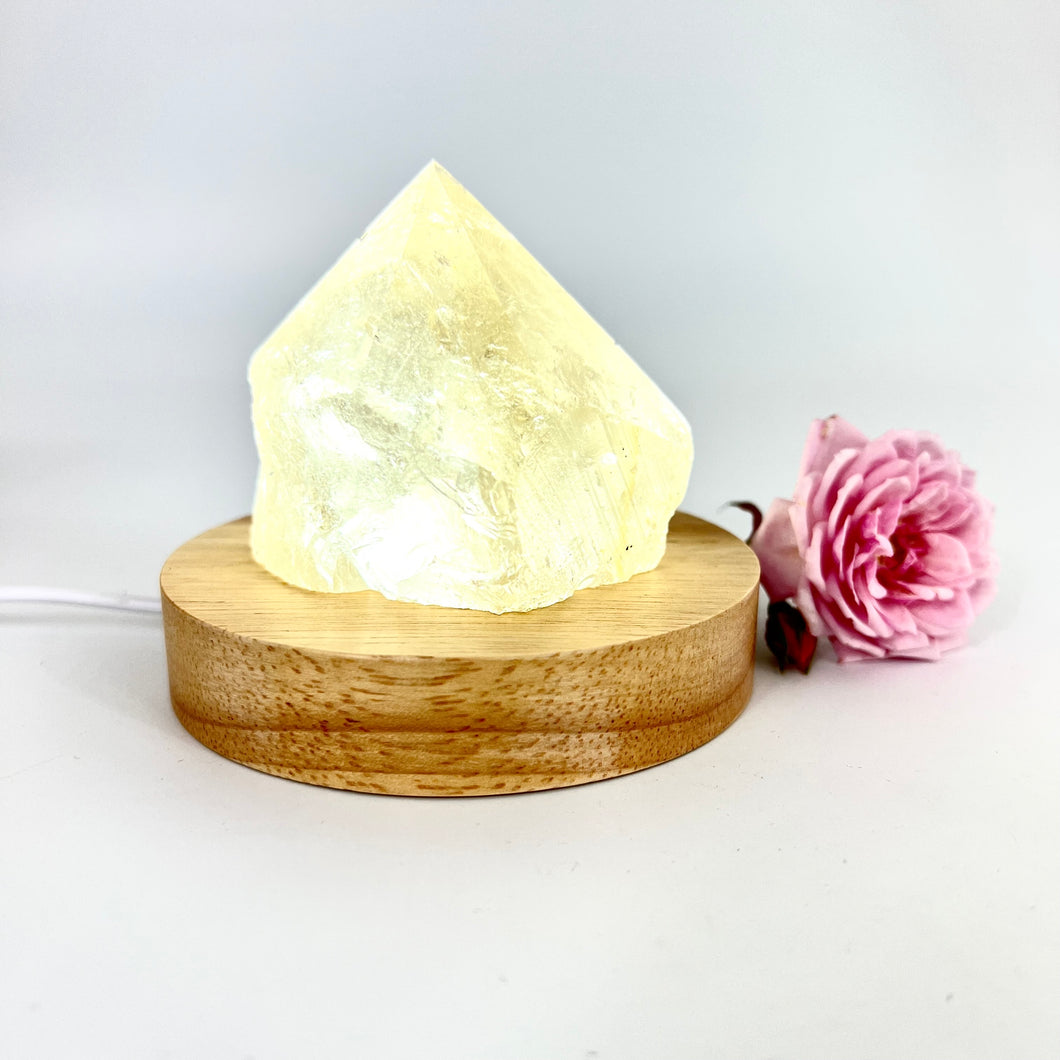 Crystal Lamps NZ: Smoky quartz crystal point on LED lamp base