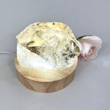 Load image into Gallery viewer, Crystal Lamps NZ: Raw smoky quartz crystal chunk on LED lamp base
