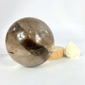 Crystal Lamps NZ: Smoky quartz crystal sphere on LED lamp base