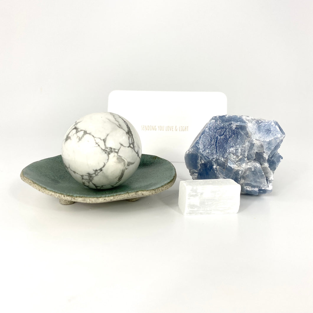 Crystal Packs NZ: Bespoke calm crystal pack with NZ artisan ceramic bowl