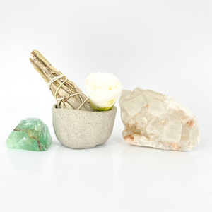 Crystal Packs NZ: Bespoke energy healing crystal pack with NZ artisan ceramic bowl
