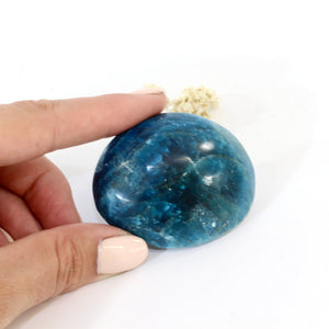 Blue apatite polished crystal palm stone | ASH&STONE Crystals Shop Auckland NZ