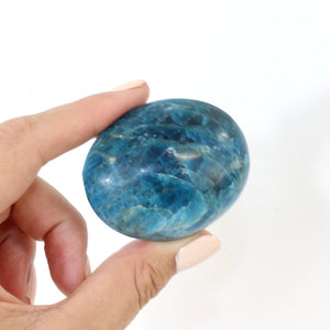 Blue apatite polished crystal palm stone | ASH&STONE Crystals Shop Auckland NZ