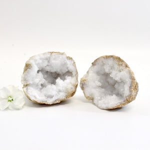 Clear quartz crystal geode pair | ASH&STONE Crystals Shop