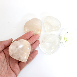 Clear quartz crystal heart on LED lamp base | ASH&STONE Crystals Shop
