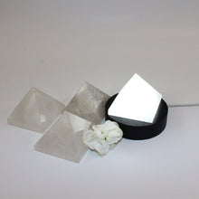 Load image into Gallery viewer, Clear quartz crystal pyramid on LED lamp base | ASH&amp;STONE Crystals Shop Auckland NZ
