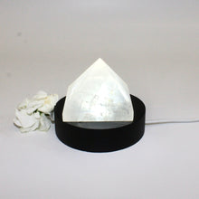 Load image into Gallery viewer, Clear quartz crystal pyramid on LED lamp base | ASH&amp;STONE Crystals Shop Auckland NZ
