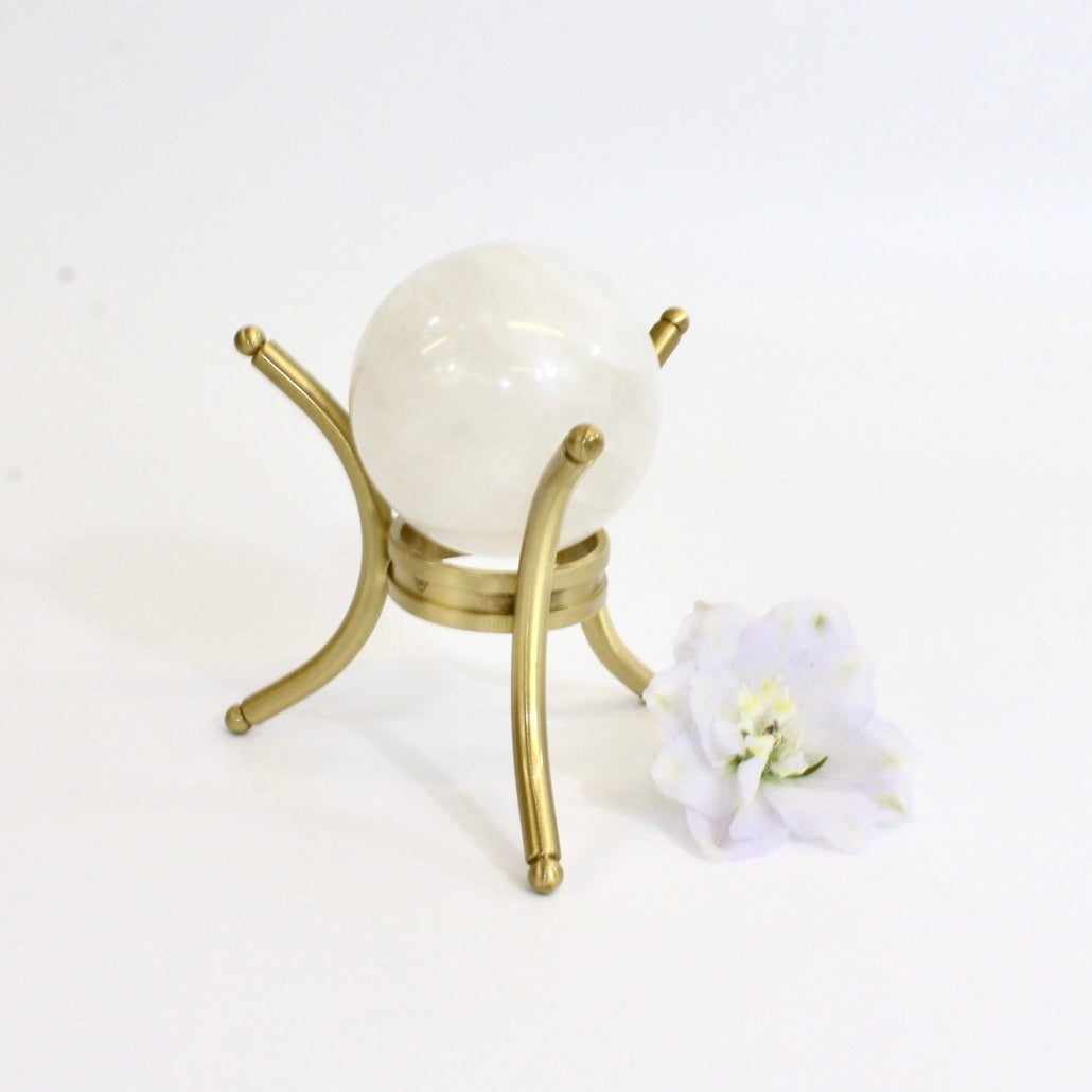 Clear quartz crystal sphere on stand | ASH&STONE Crystals Shop