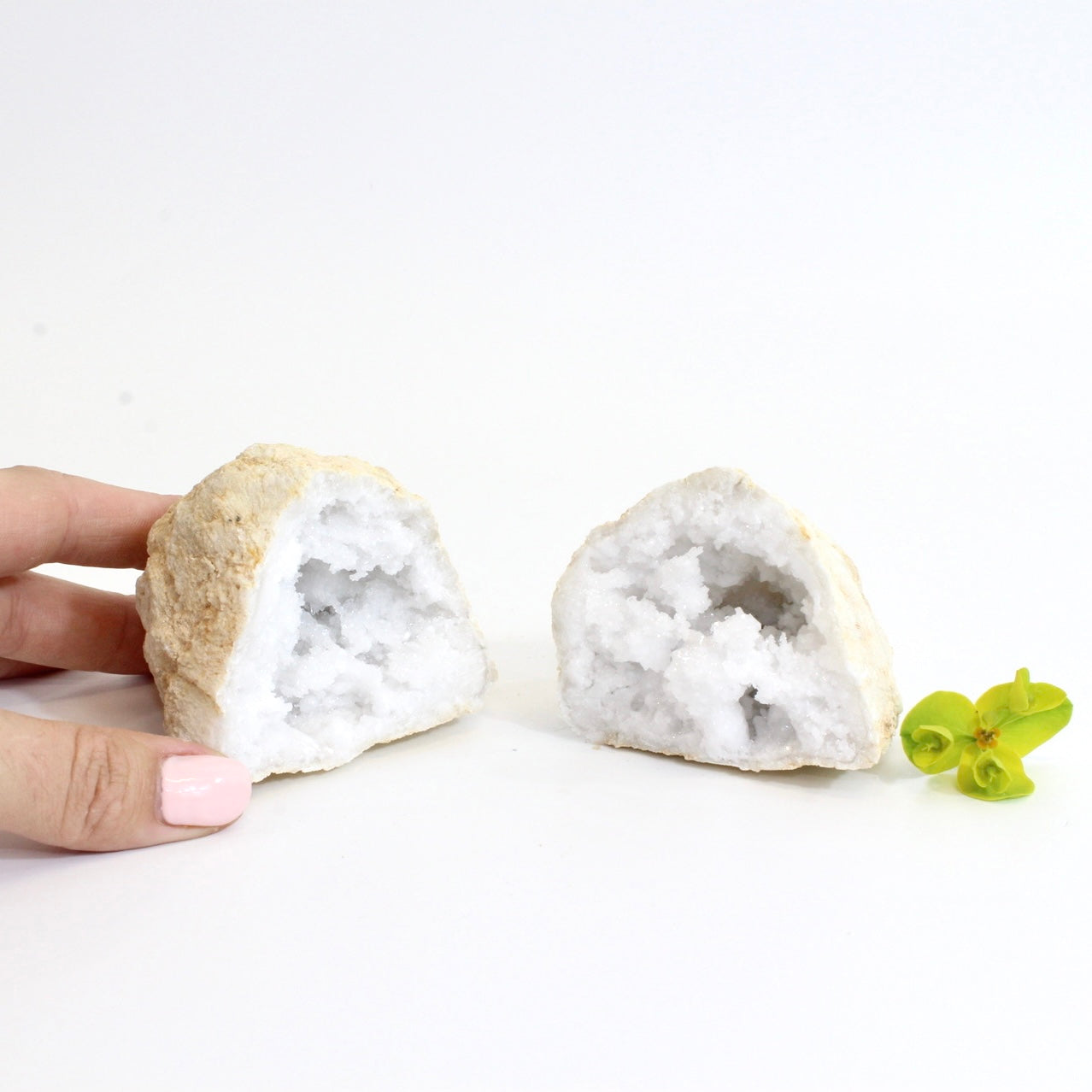 Clear quartz crystal geode pair | ASH&STONE Crystals Shop Auckland NZ