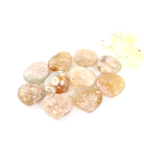 Flower agate crystal polished heart | ASH&STONE Crystals Shop Auckland NZ