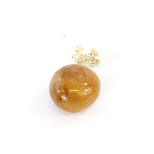 Golden healer crystal polished palm stone | ASH&STONE Crystals Shop Auckland NZ