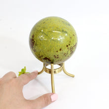 Load image into Gallery viewer, Green opal crystal sphere on stand 1.034kg | ASH&amp;STONE Crystals Shop Auckland NZ
