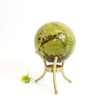 Load image into Gallery viewer, Green opal crystal sphere on stand 1.034kg | ASH&amp;STONE Crystals Shop Auckland NZ

