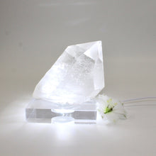 Load image into Gallery viewer, Large clear quartz crystal point on LED lamp base | ASH&amp;STONE Crystals Shop Auckland NZ
