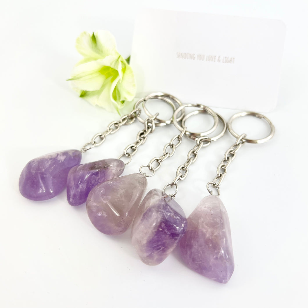 Crystals NZ: Amethyst crystal keychain