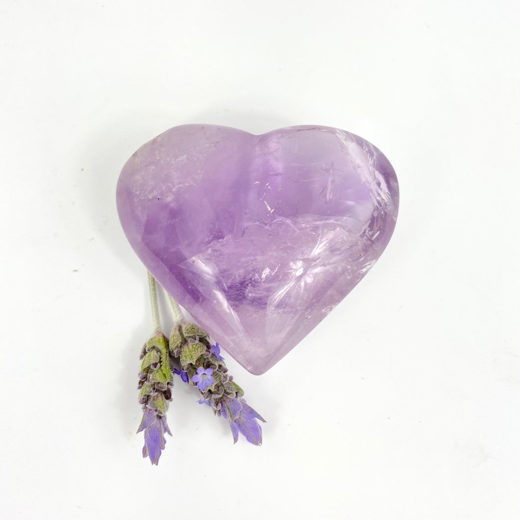 Crystals NZ: Amethyst polished crystal heart