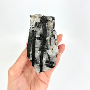 Crystals NZ: Black tourmaline in quartz crystal A grade