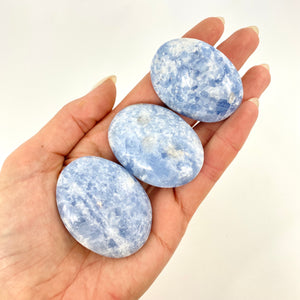 Crystals NZ: Blue calcite crystal worry stone