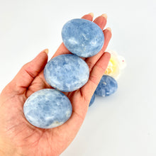Load image into Gallery viewer, Crystals NZ: Blue calcite crystal worry stone

