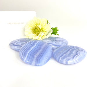 Crystals NZ: Blue lace agate worry stone - intuitively chosen