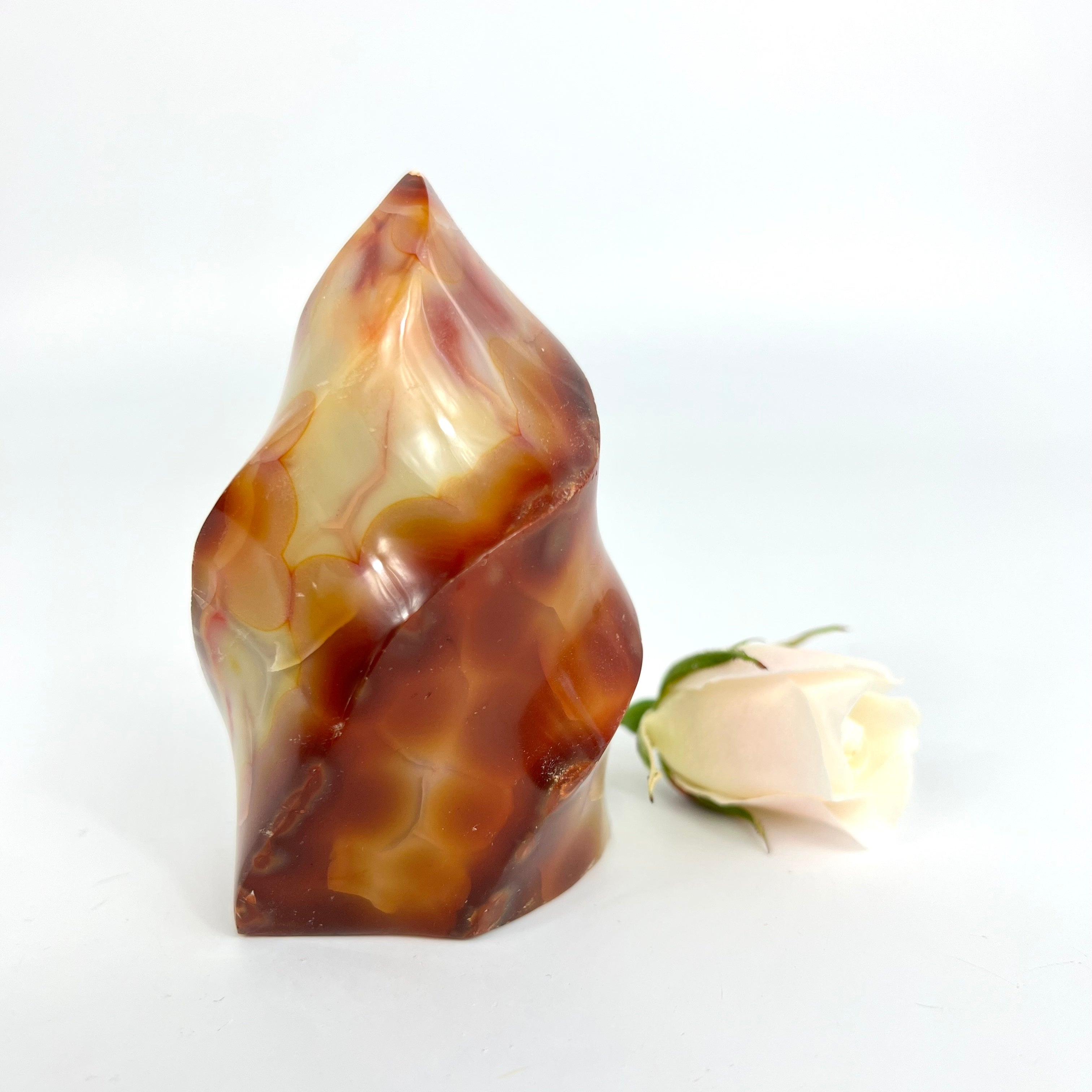 Crystals NZ: Carnelian crystal flame polished