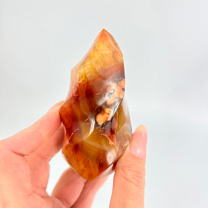 Crystals NZ: Carnelian crystal flame polished