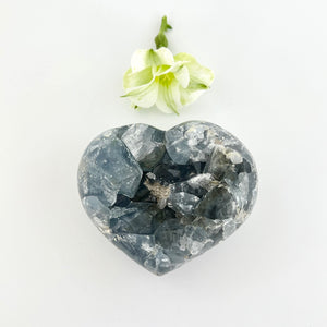 Crystals NZ: Celestite crystal heart cluster