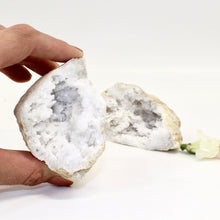 Load image into Gallery viewer, Clear quartz crystal geode pair | ASH&amp;STONE Crystals Shop Auckland NZClear quartz crystal geode pair | ASH&amp;STONE Crystals Shop Auckland NZ
