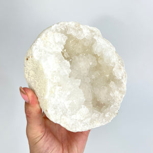 Crystals NZ: Clear quartz crystal geode half