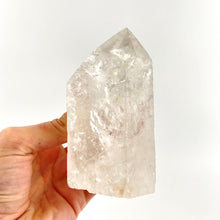 Load image into Gallery viewer, Crystals NZ: Clear quartz crystal point on LED lamp base
