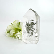 Load image into Gallery viewer, Crystals NZ: Clear quartz crystal generator with chlorite inclusion
