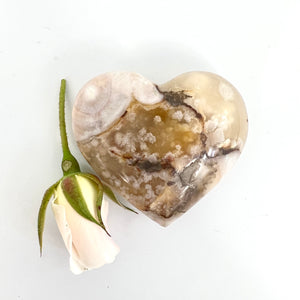 Crystals NZ: Flower agate crystal polished heart