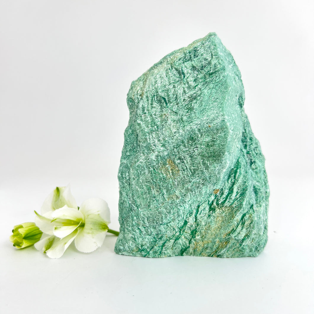 Crystals NZ: Fuchsite crystal raw with cut base