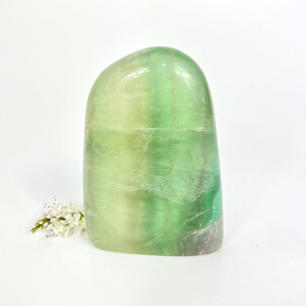 Green fluorite crystal polished free form