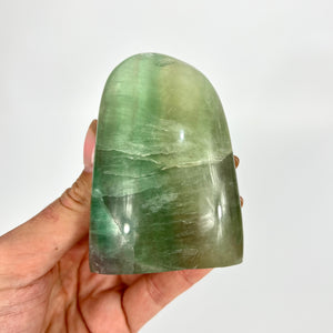 Green fluorite crystal polished free form