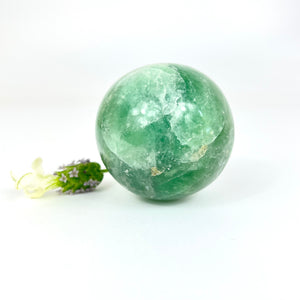 Crystals NZ: Green fluorite crystal polished sphere