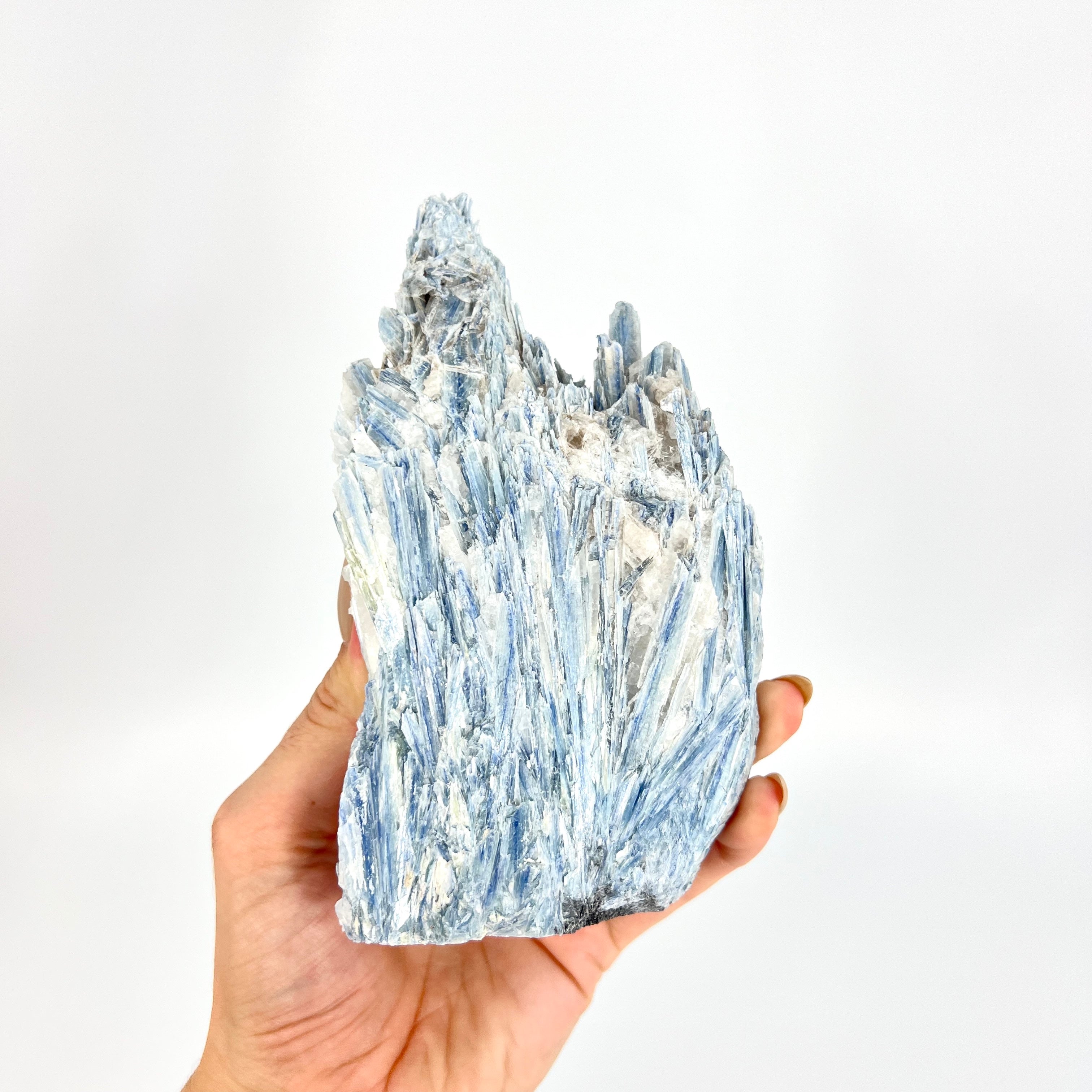 Crystals NZ: Large kyanite crystal cluster with cut base