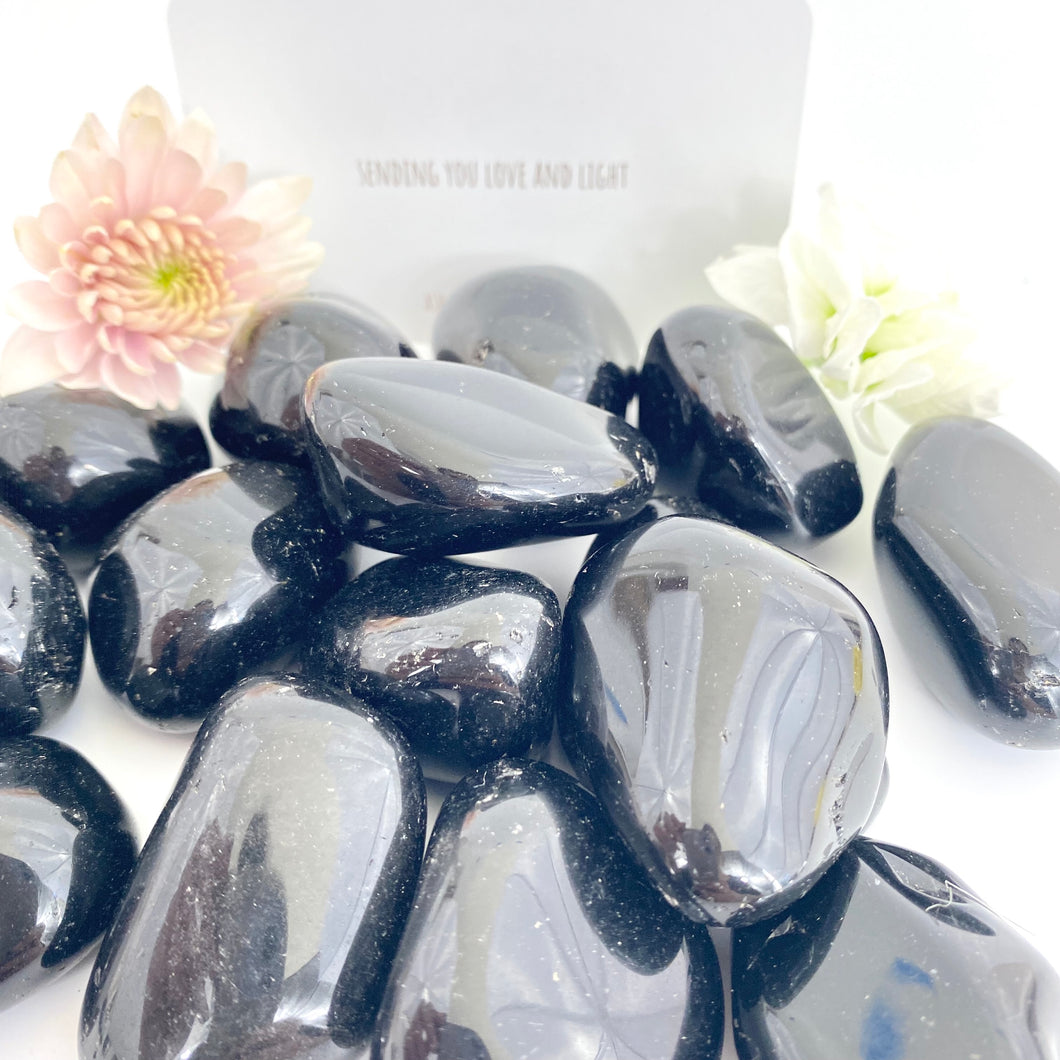 Crystals NZ: Large black obsidian tumblestones