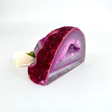 Load image into Gallery viewer, Crystals NZ: Pink agate crystal cave cut base
