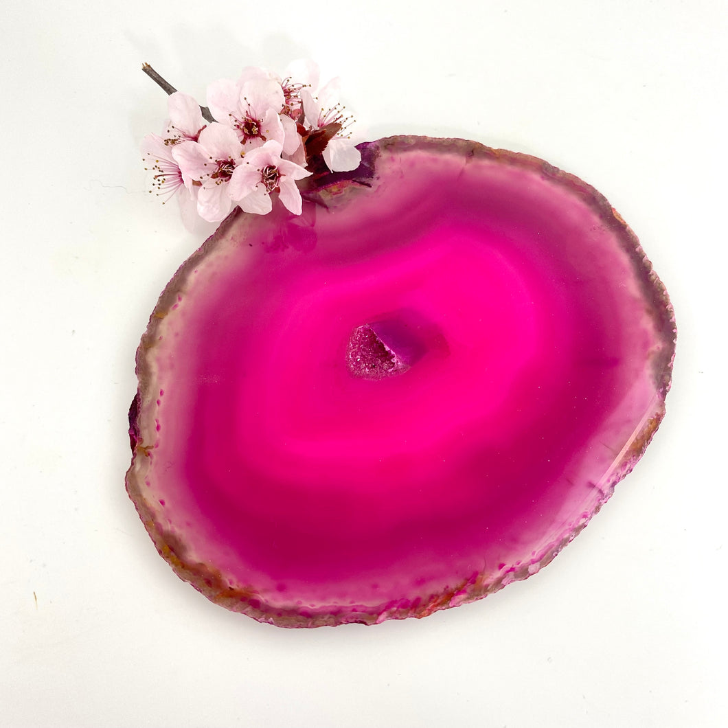 Crystals NZ: Pink agate crystal slice