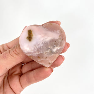Crystals NZ: Pink opal polished crystal heart