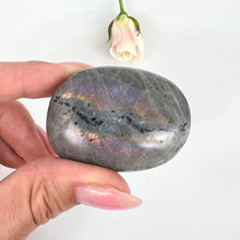 Load image into Gallery viewer, Crystals NZ: Purple flash labradorite crystal worry stone - rare
