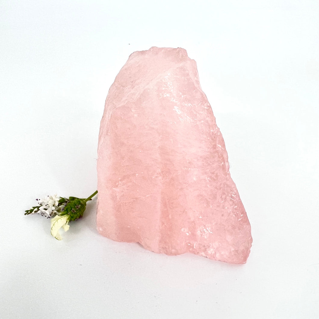 Crystals NZ: Large raw rose quartz crystal chunk 1.19kg