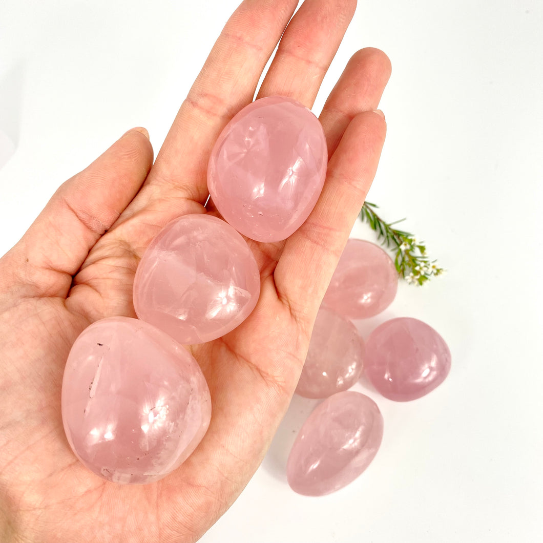 Crystals NZ: Rose quartz crystal worry stone - intuitively chosen