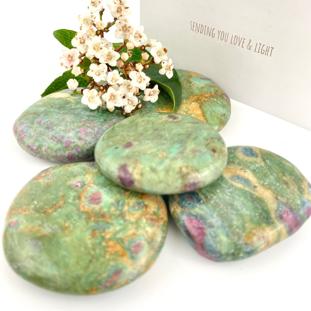 Ruby in fuchsite worry stone
