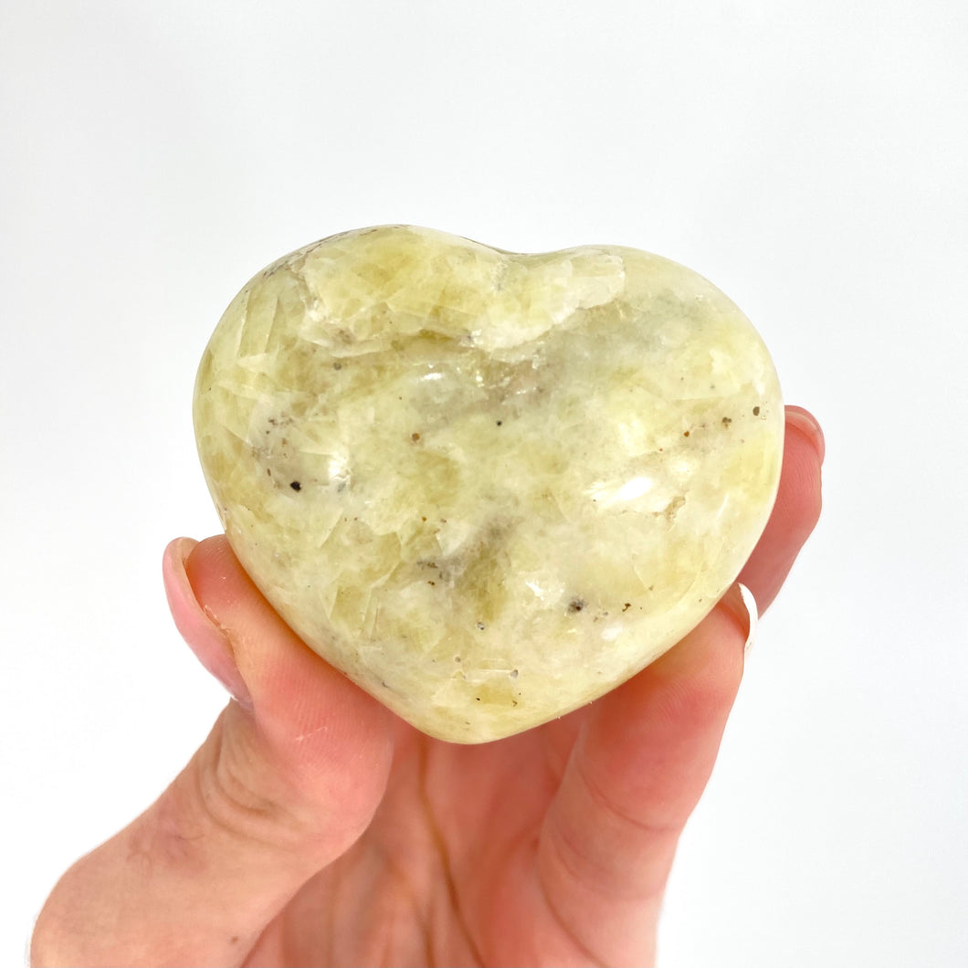 Crystals NZ: Yellow calcite crystal heart