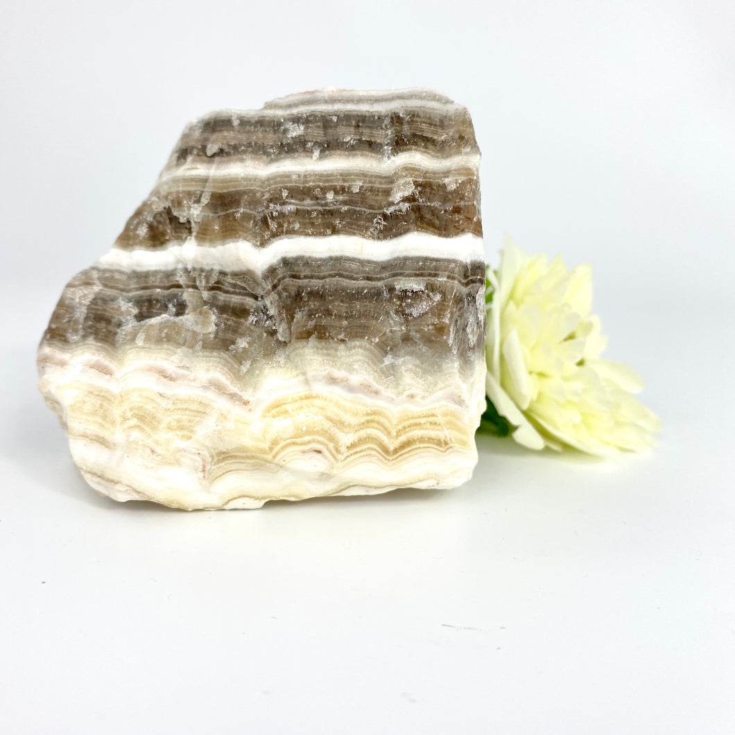 Crystals NZ: Zebra calcite crystal chunk - raw